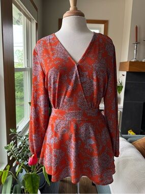 Orange and periwinkle Textured Floral Jacquard romper